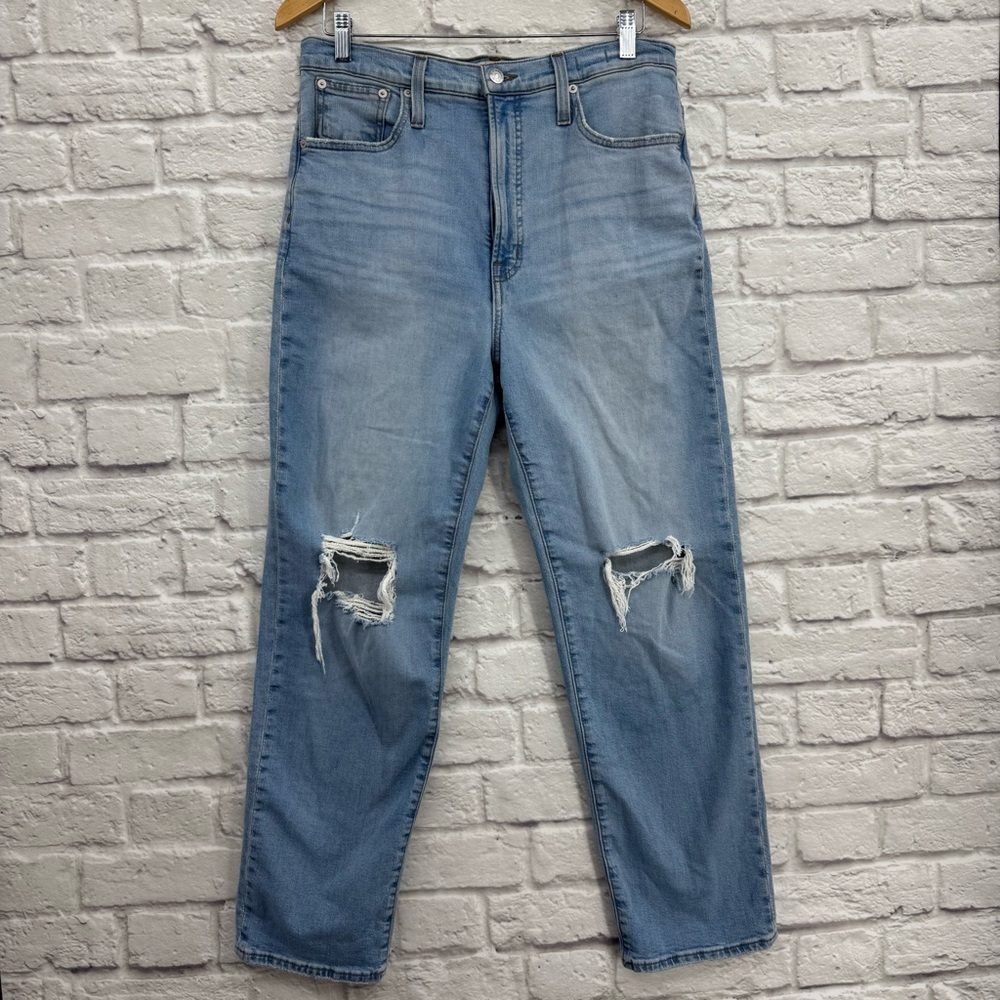 Madewell The Perfect Vintage Straight Jean Knee-Rip Edition, Jeans Size 30
